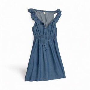 Old Navy Chambray Ruffle Sleeve Sleeveless Dress Women’s Smocked Waist Size S